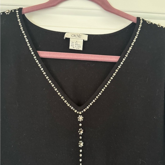 ❤️‍🔥50%❤️‍🔥 Cache Black Sweater with Rhinestone Detailing - Picture 2 of 7